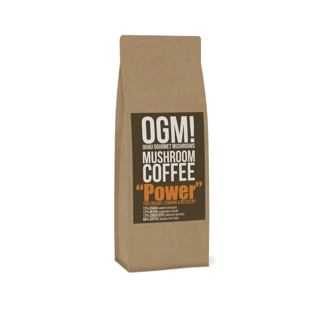 Power mushroom coffee with reishi cordyceps and chaga