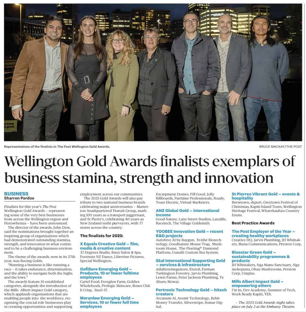 Finalists in the Wellington Business Gold Awards
