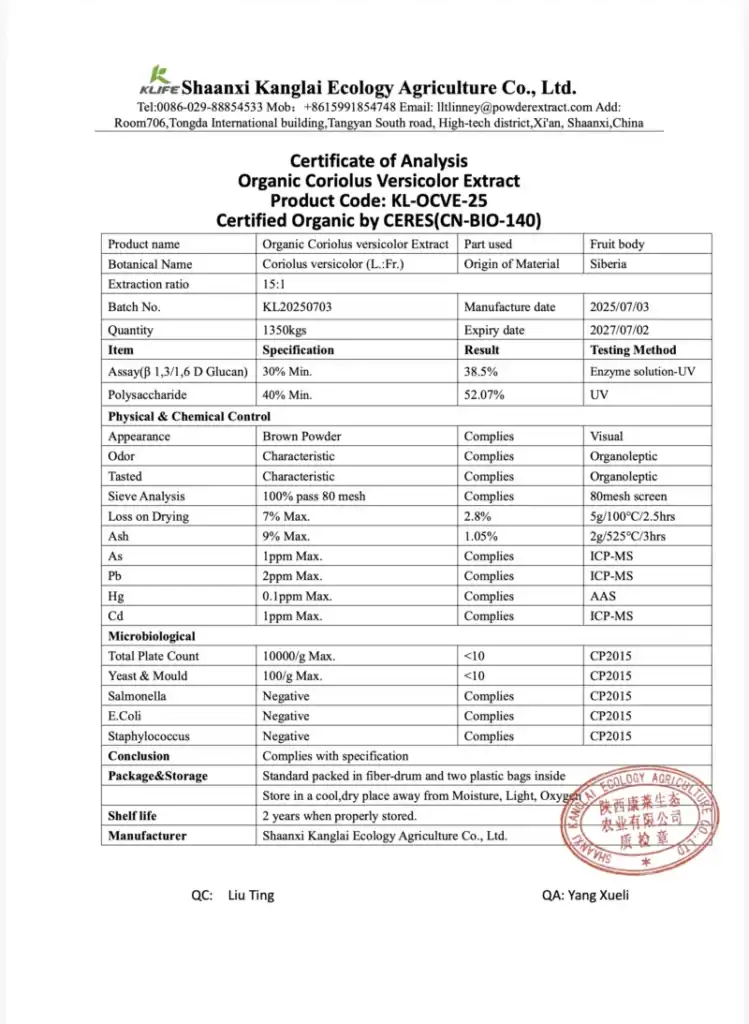 Turkey Tail Certificate of authenticity