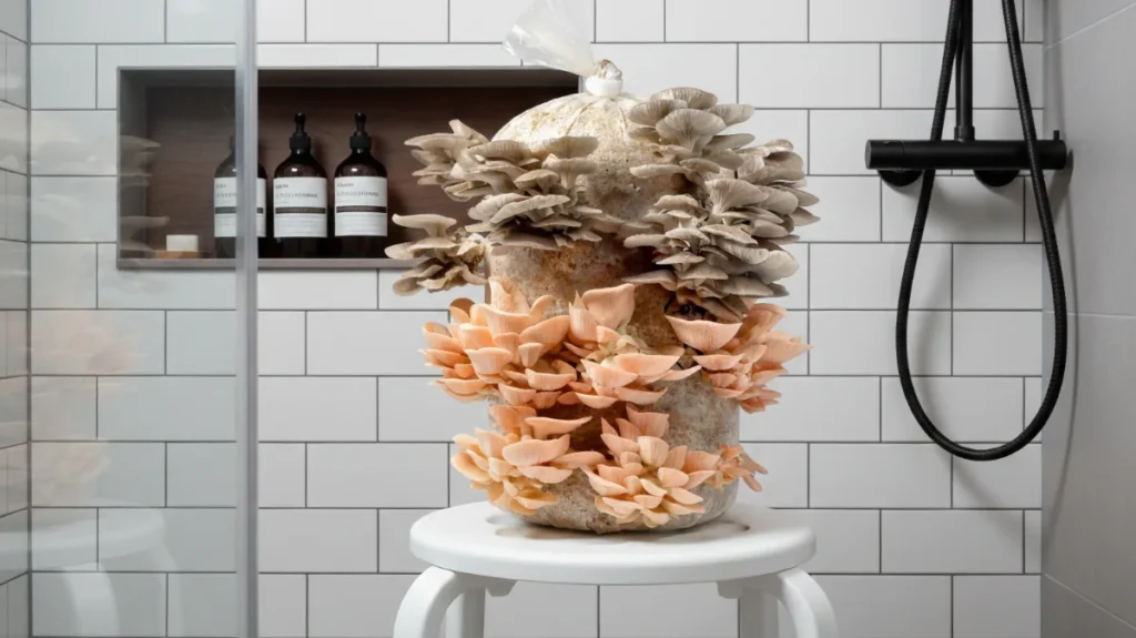 a shower is a good location to grow oyster mushrooms at home